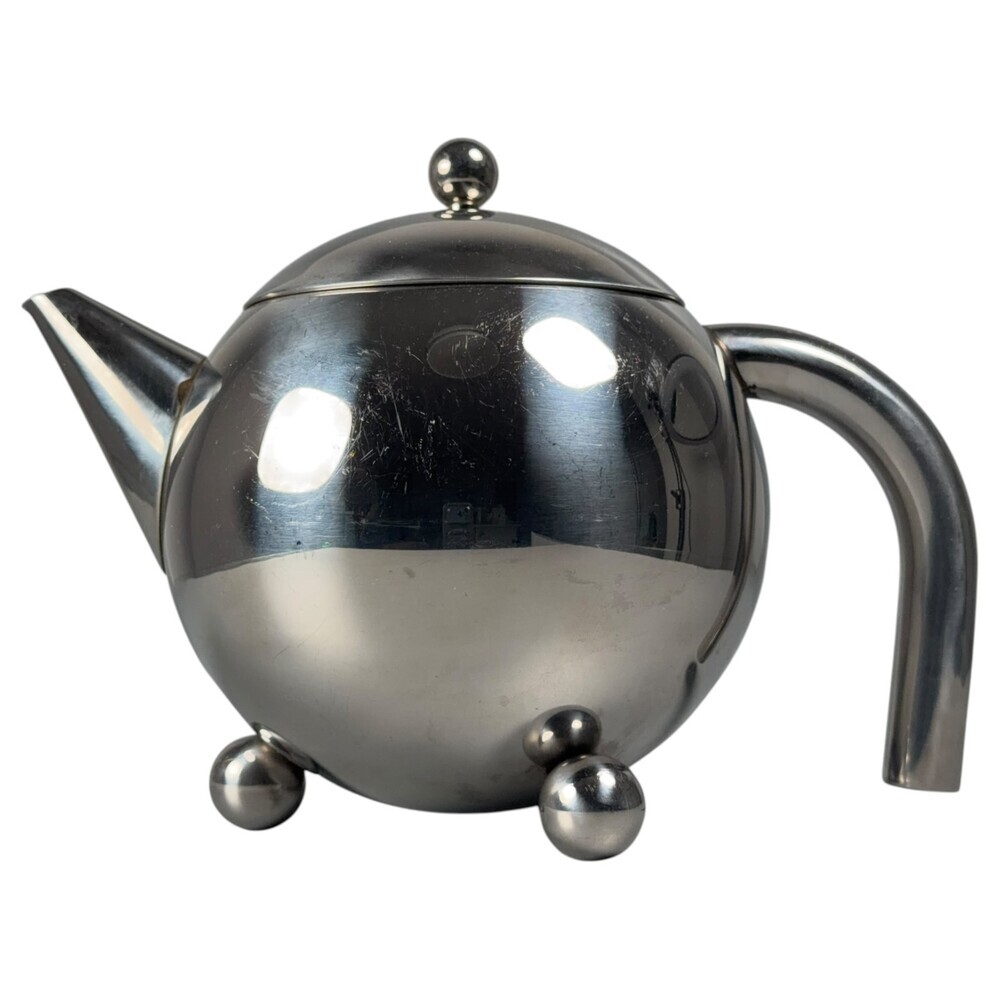 Henley Stainless Steel Round Sphere Atomic Teapot for Teabags 7” High MCM VTG